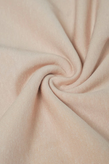 TENCEL linen blend stretch rib knit fabric close-up with twist detail and soft dry texture for summer knitwear.