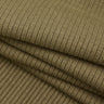Cotton viscose spandex rib knit fabric close-up with surface fold detail and stretch texture for comfortable fitted garments.