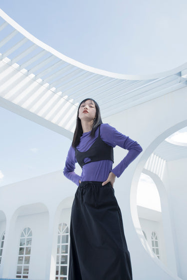 TENCEL wool merino stretch rib knit fabric shown in a lifestyle garment view for breathable base layers and everyday knitwear.